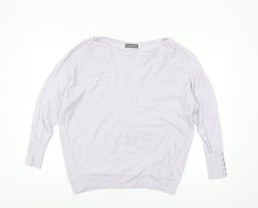 Mint Velvet Womens Ivory Size 12 Relaxed Boat Neck Button Sleeve Jumper