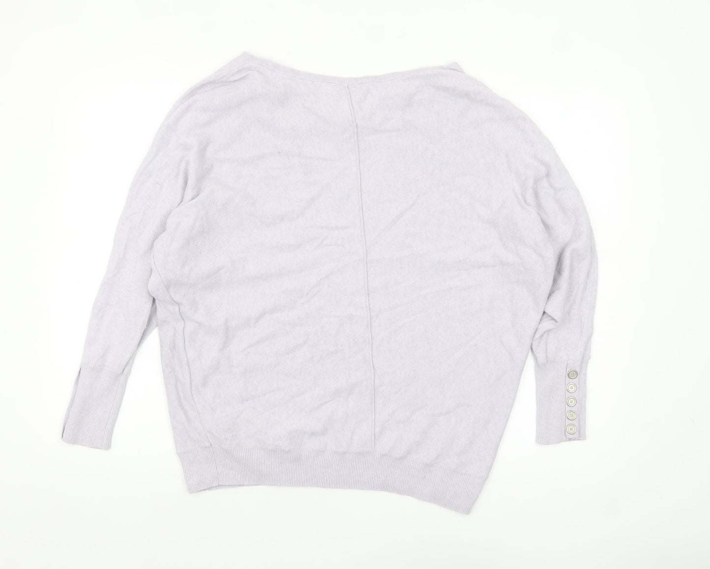 Mint Velvet Womens Ivory Size 12 Relaxed Boat Neck Button Sleeve Jumper