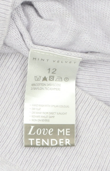 Mint Velvet Womens Ivory Size 12 Relaxed Boat Neck Button Sleeve Jumper