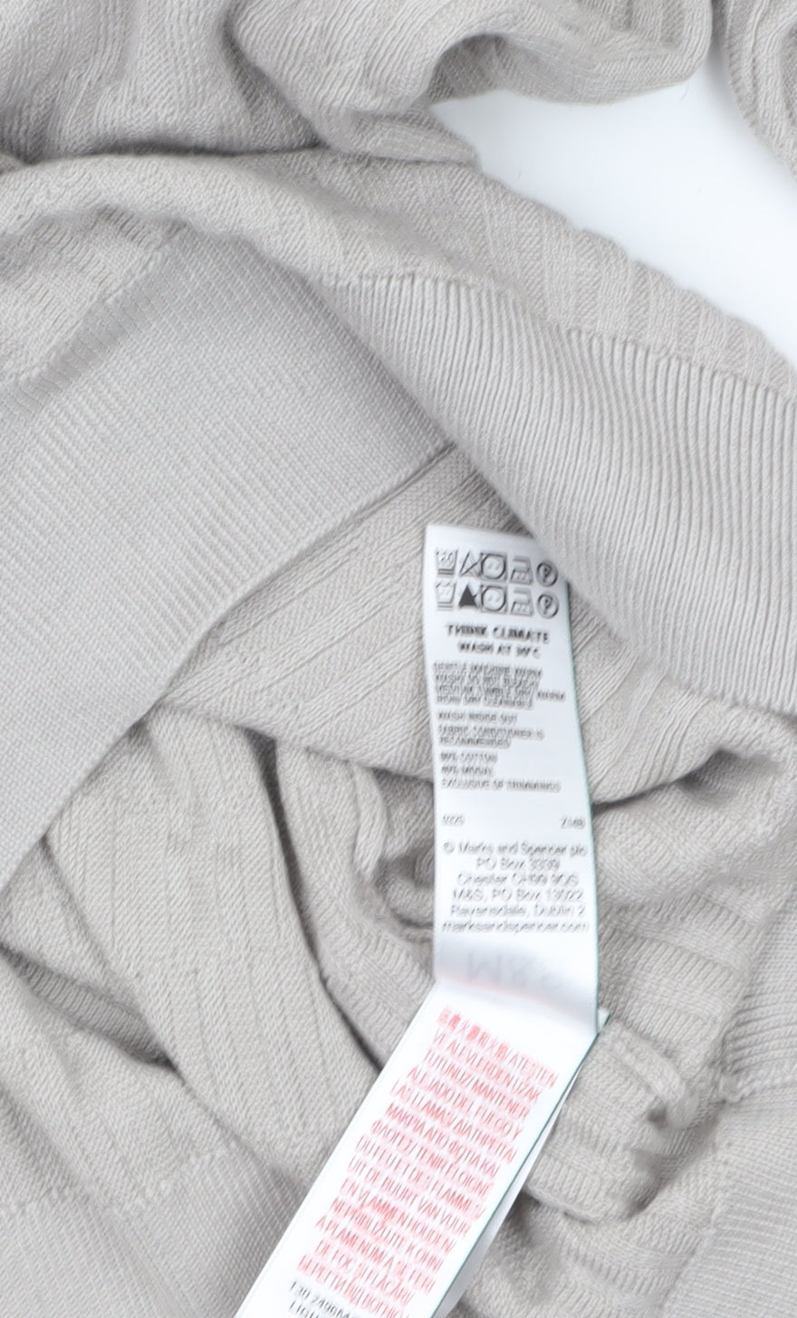 Marks and Spencer Mens Beige Cotton Modal Collared Henley Jumper L
