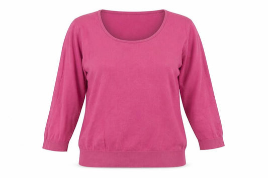 John Smedley Womens Pink Cotton 3/4 Sleeve Scoop Neck Jumper L