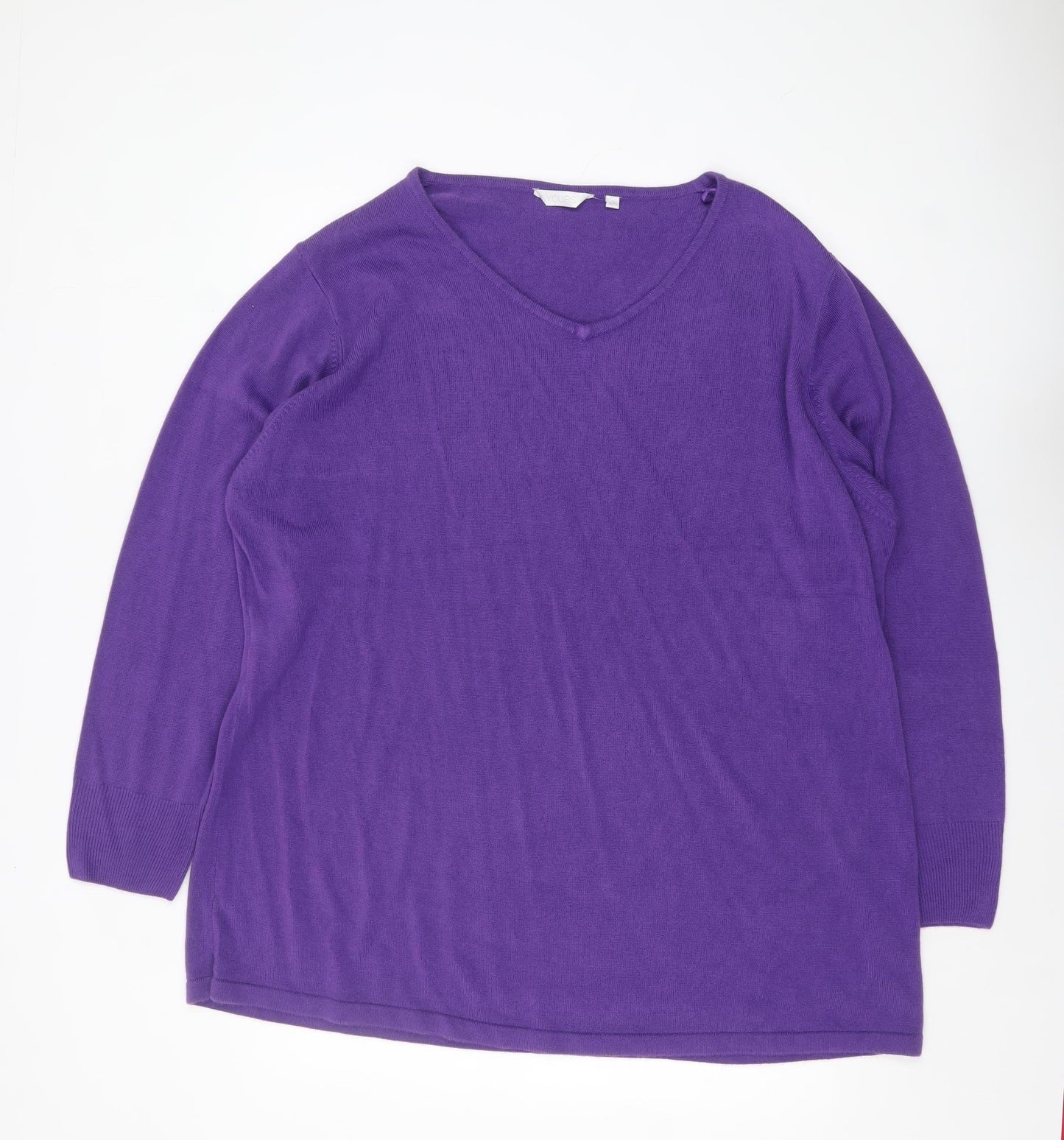 Yours Women Purple V-Neck Long Sleeve Plus Size 26/28 Acrylic Jumper