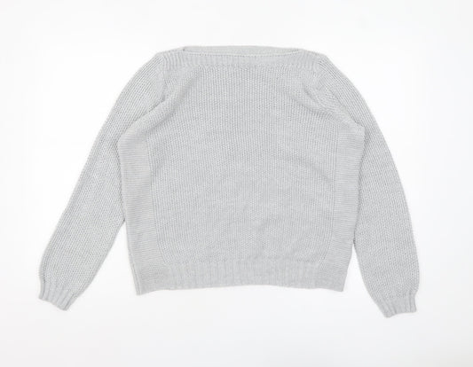 Marks and Spencer Women Grey Chunky Knit Wool Pullover Jumper UK 18