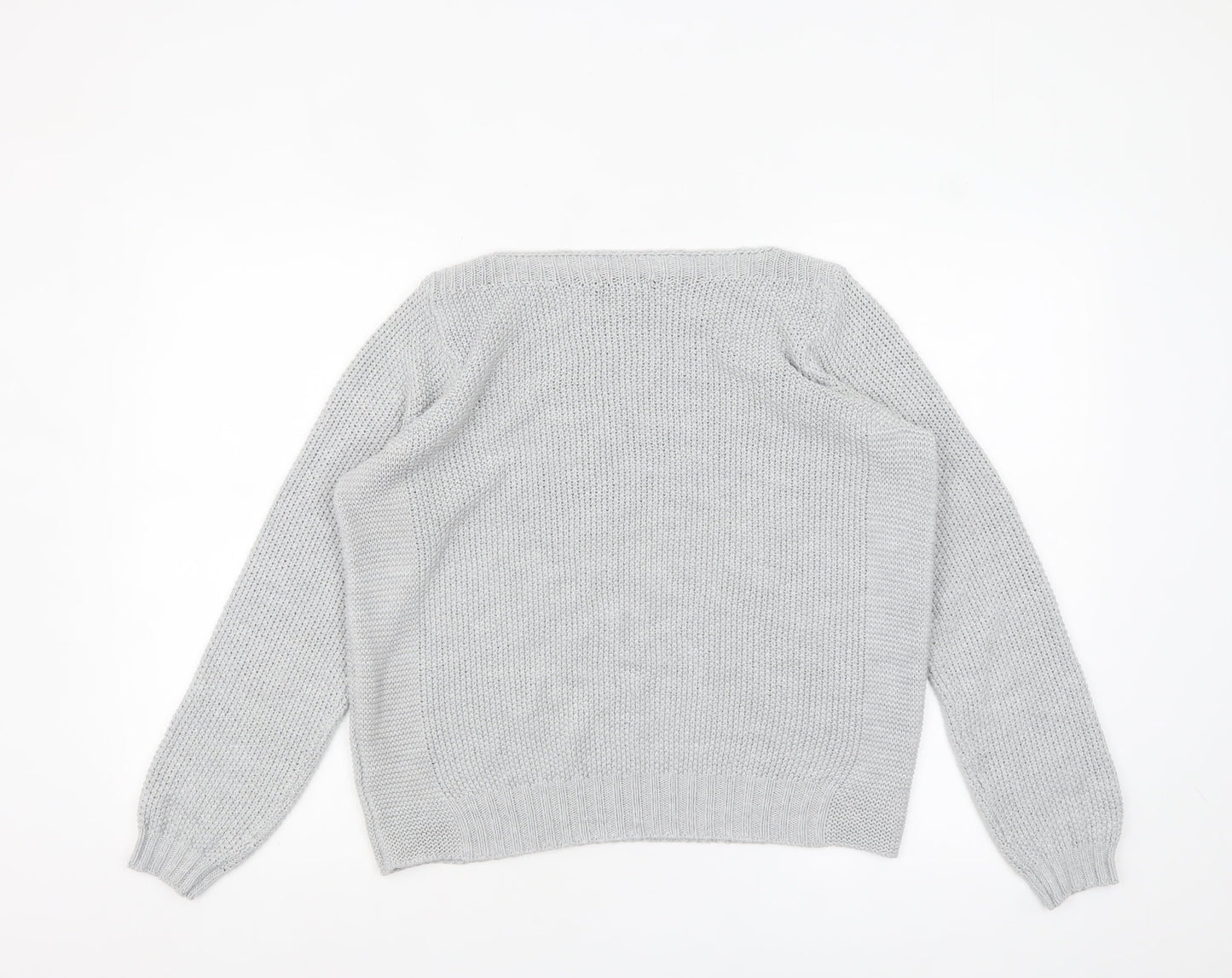 Marks and Spencer Women Grey Chunky Knit Wool Pullover Jumper UK 18