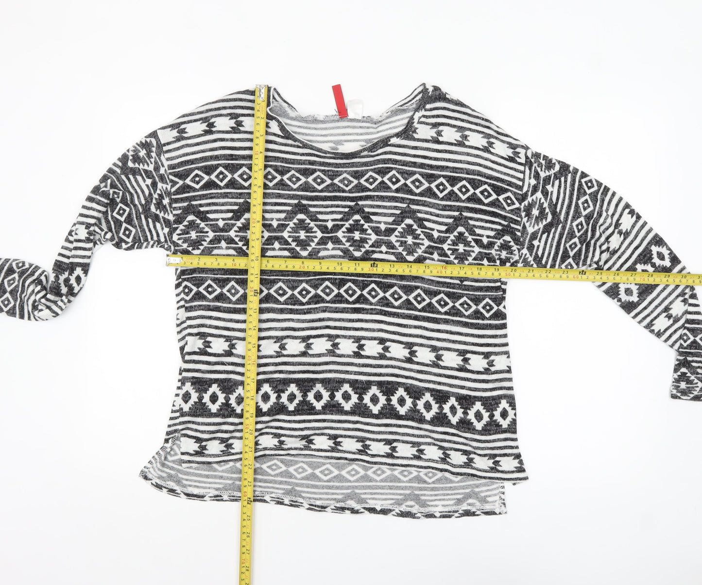 H&M Divided Women's Black Geometric Pattern Jumper Size 12