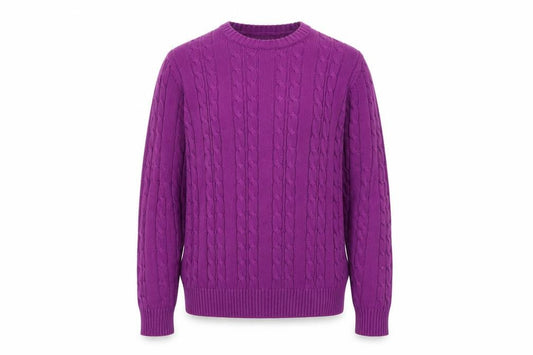 Marks & Spencer Men's Purple Cable-Knit Cotton Jumper M Regular Fit