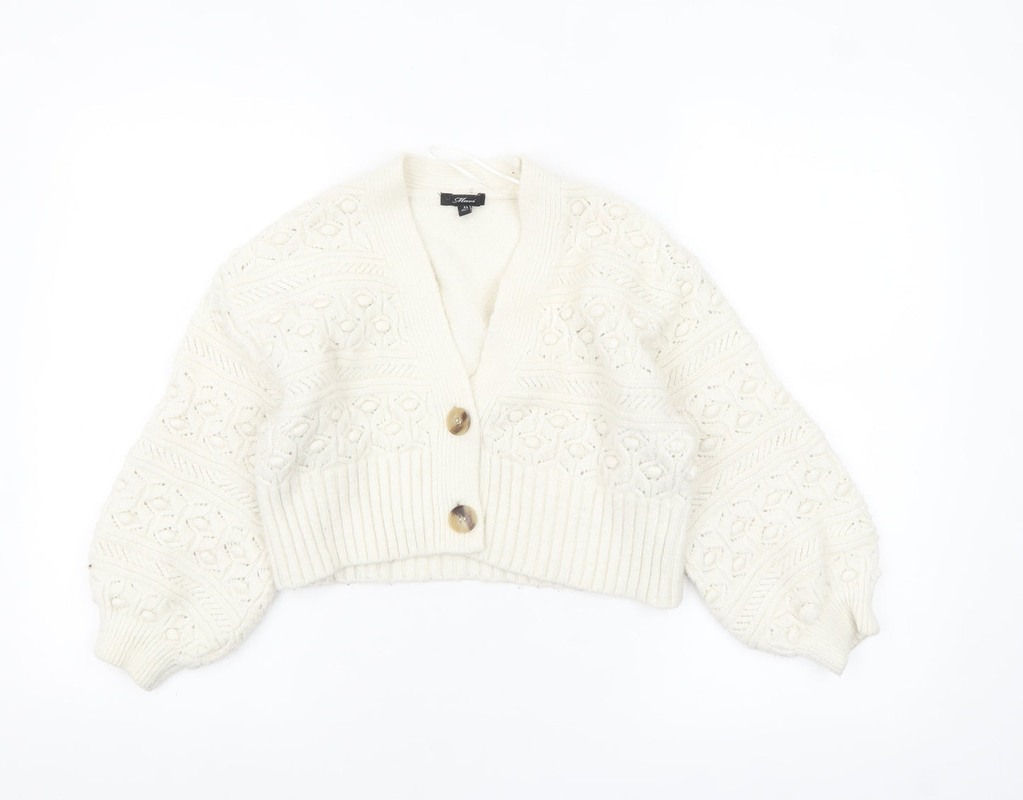 Mavi Women's Ivory Chunky-Knit V-Neck Button Cardigan XS