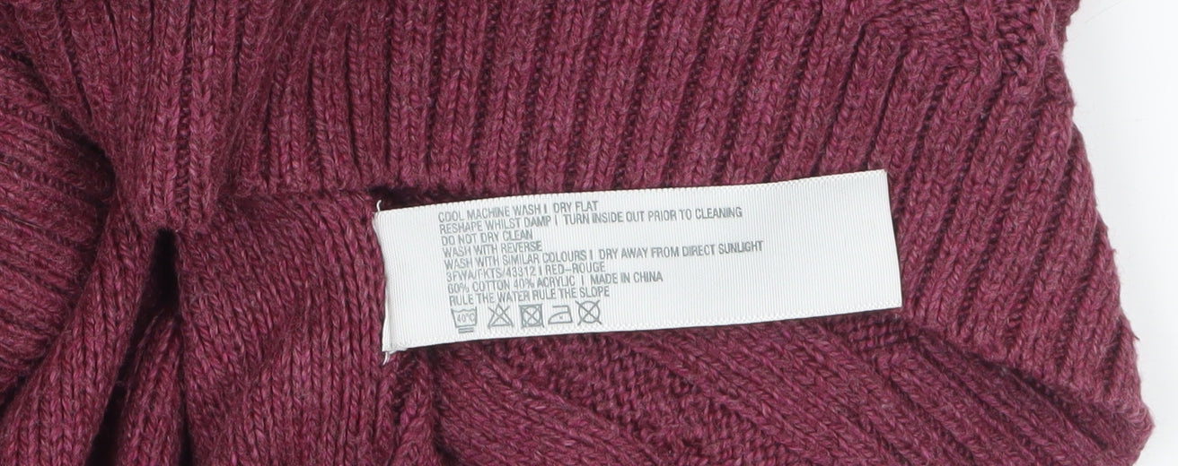 Fat Face Women Red Cable Knit Long Sleeve Tunic Jumper Size 14