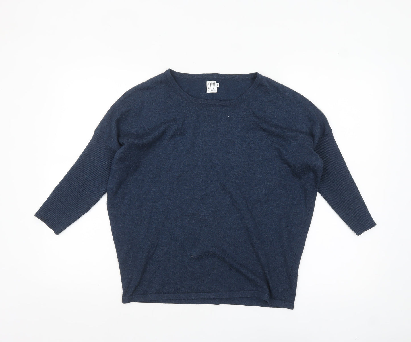 Saint Tropez Women Blue Relaxed Pullover Jumper Size S