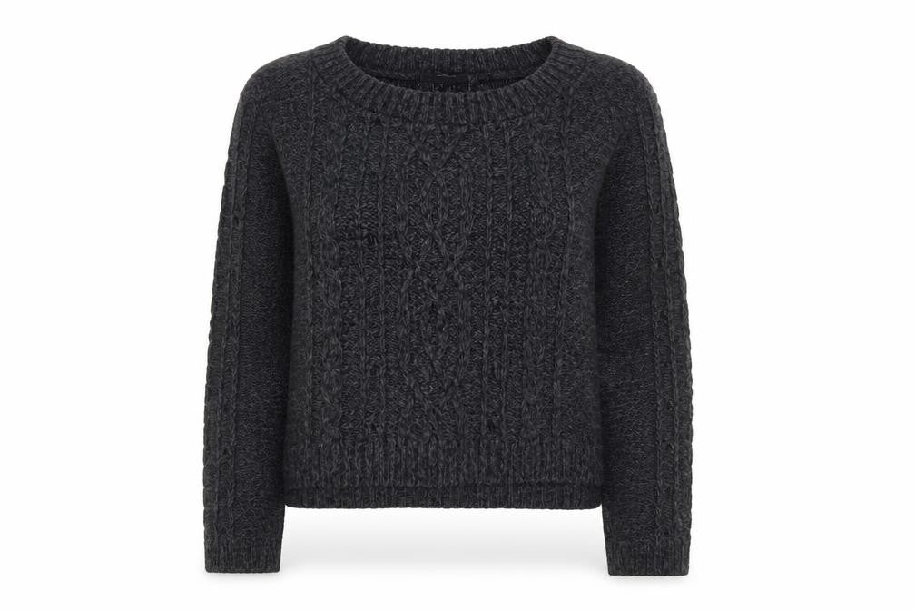 Pura Moda Womens Black Cable-Knit Pullover Jumper Size S