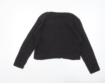 Close-up detail of Pura Moda women’s black cable-knit jumper, size S