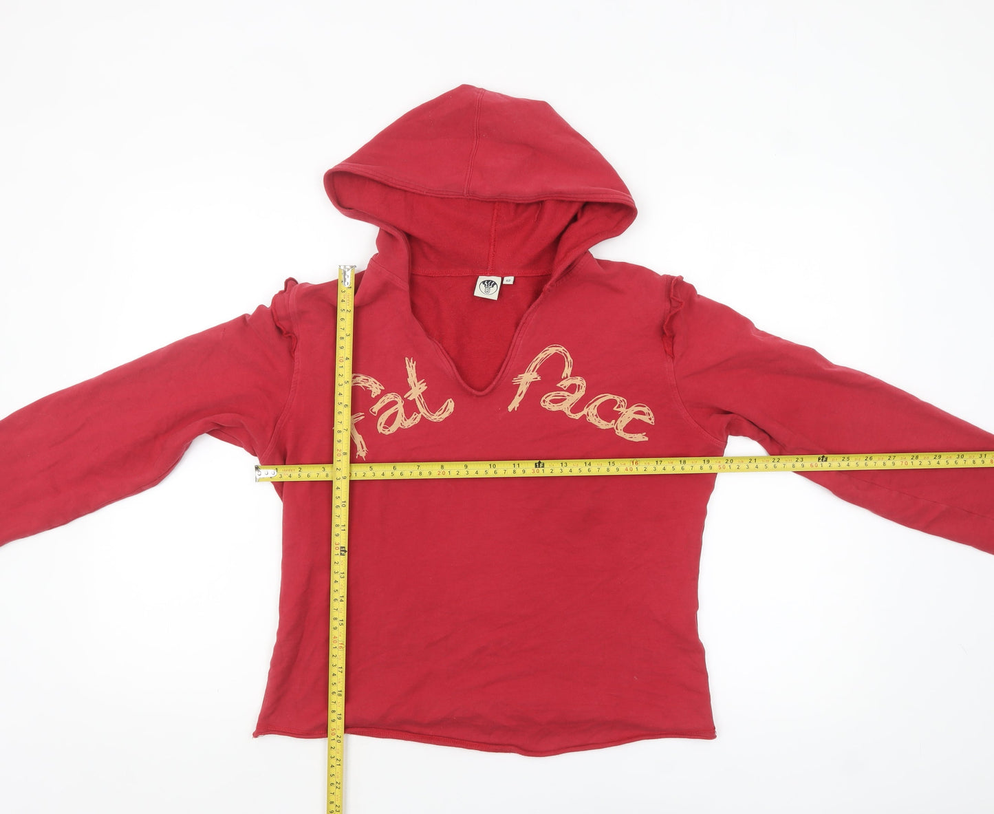 Fat Face Women's Red Cotton Blend Pullover Hoodie Size 12