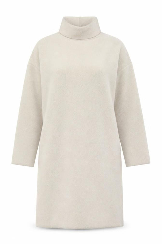 ZARA Women Beige Wool Blend Roll Neck Shift Dress Size 10