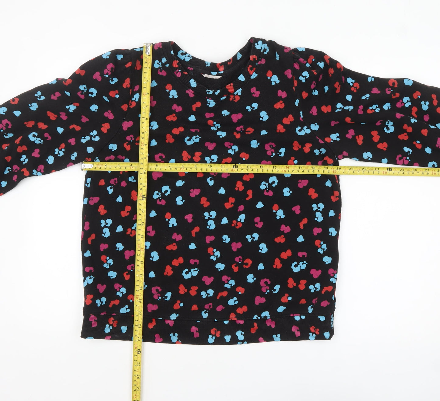 Hush Womens Black Multicoloured Heart Print Pullover Sweatshirt M