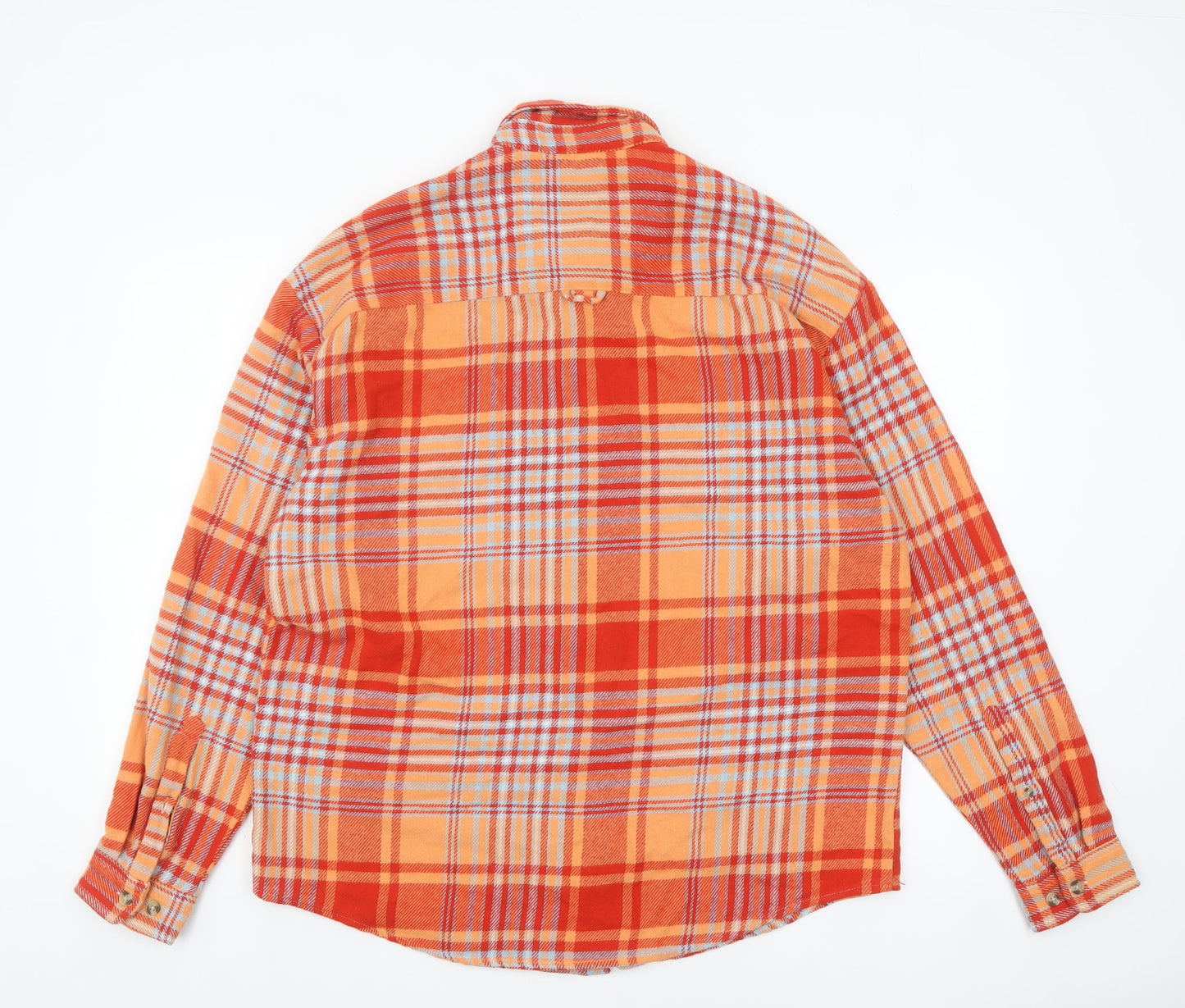 ASOS DESIGN Women's Orange Plaid Flannel Jacket L Regular Fit