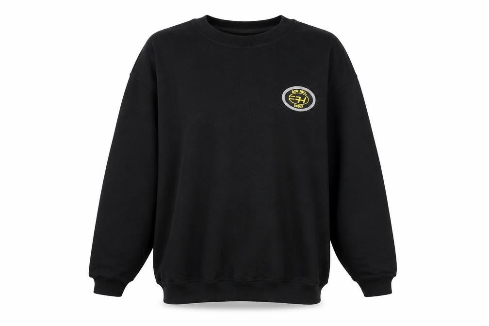 Fastrack Men's Black Crew Neck Embroidered Logo Sweatshirt M