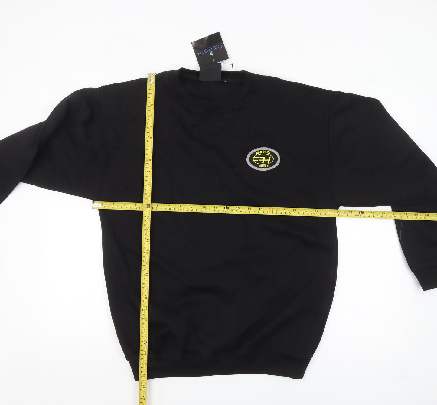 Fastrack Men's Black Crew Neck Embroidered Logo Sweatshirt M