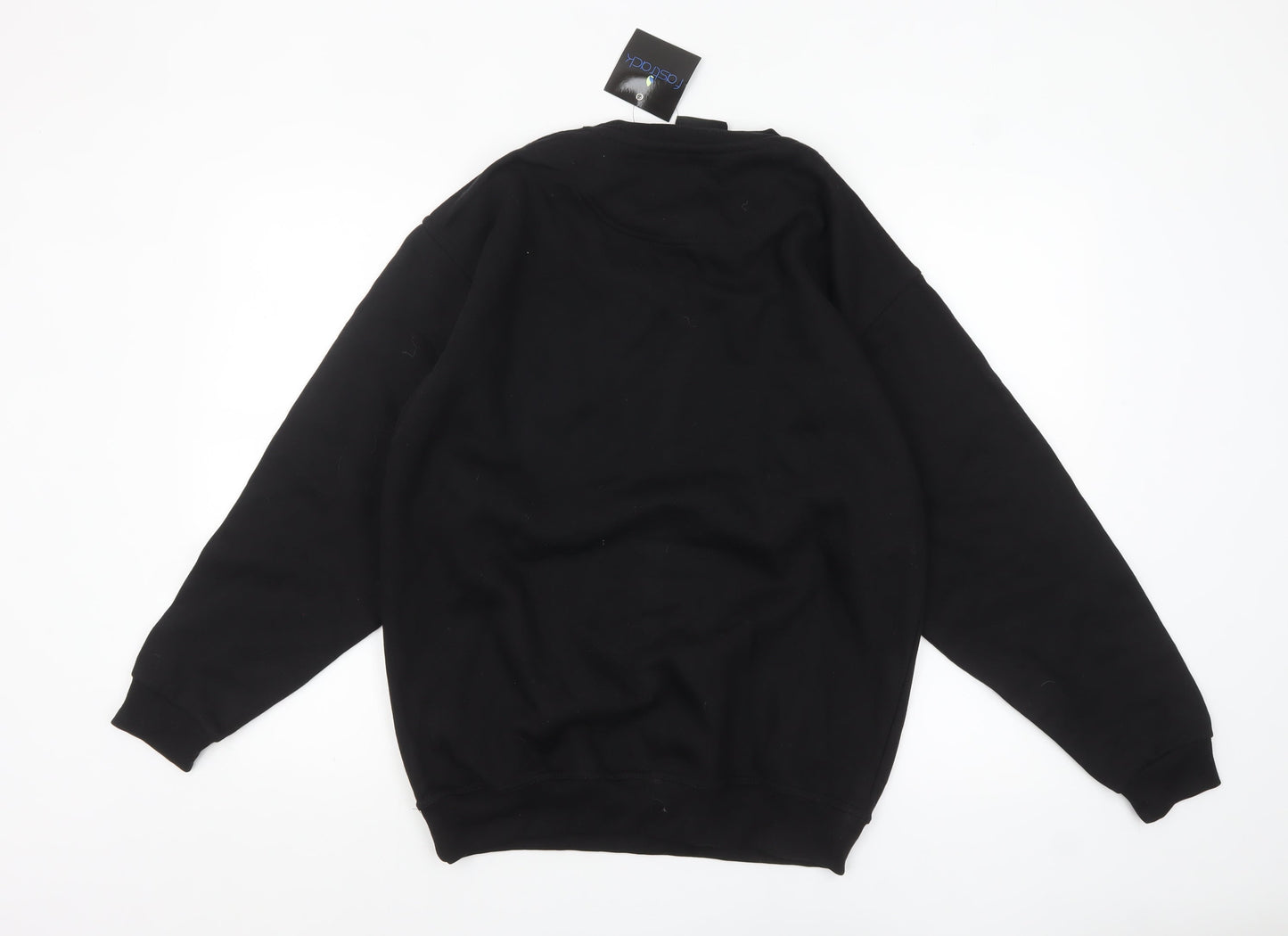 Fastrack Men's Black Crew Neck Embroidered Logo Sweatshirt M