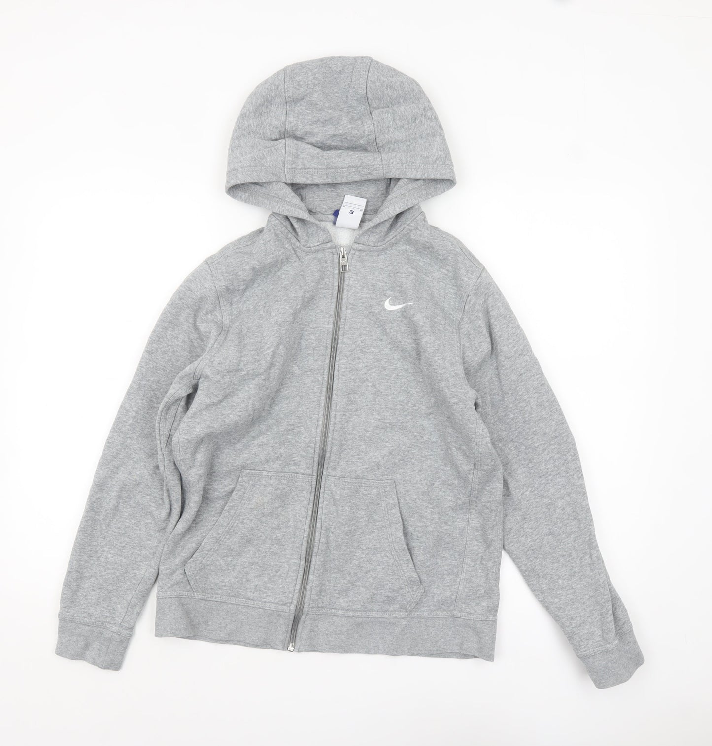 Nike Boys Grey Full Zip Hoodie XL 13-15 Years Cotton Blend Casual