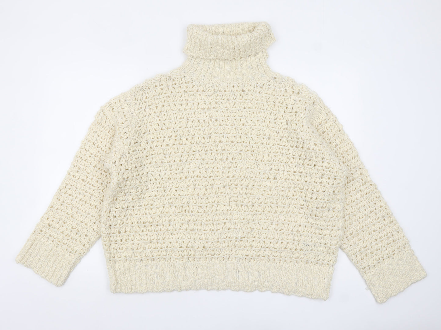 Marks and Spencer Women’s Ivory Roll Neck Chunky Knit Jumper L
