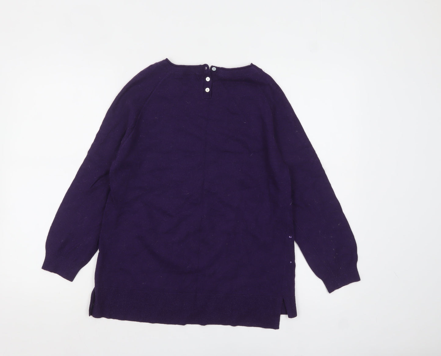 EAST Women's Purple Beaded Knit Pullover Jumper M