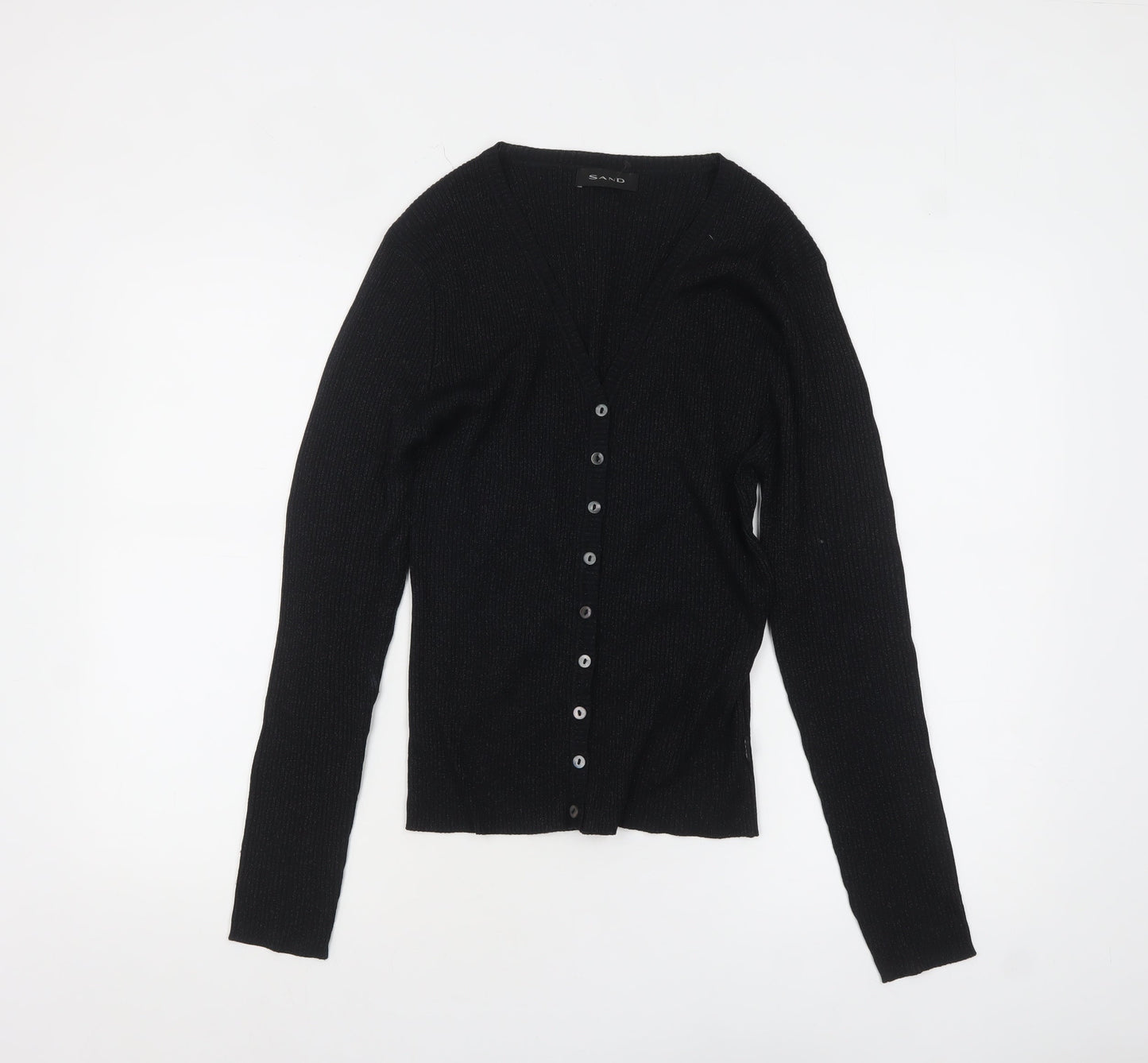 Sand Women's Black Silk Blend V-Neck Cardigan XL