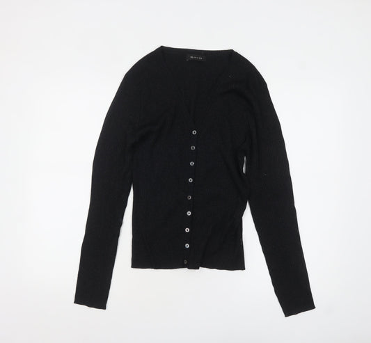 Sand Women's Black Silk Blend V-Neck Cardigan XL