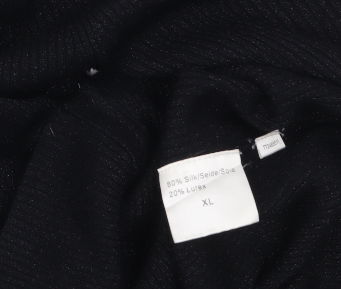 Sand Women's Black Silk Blend V-Neck Cardigan XL