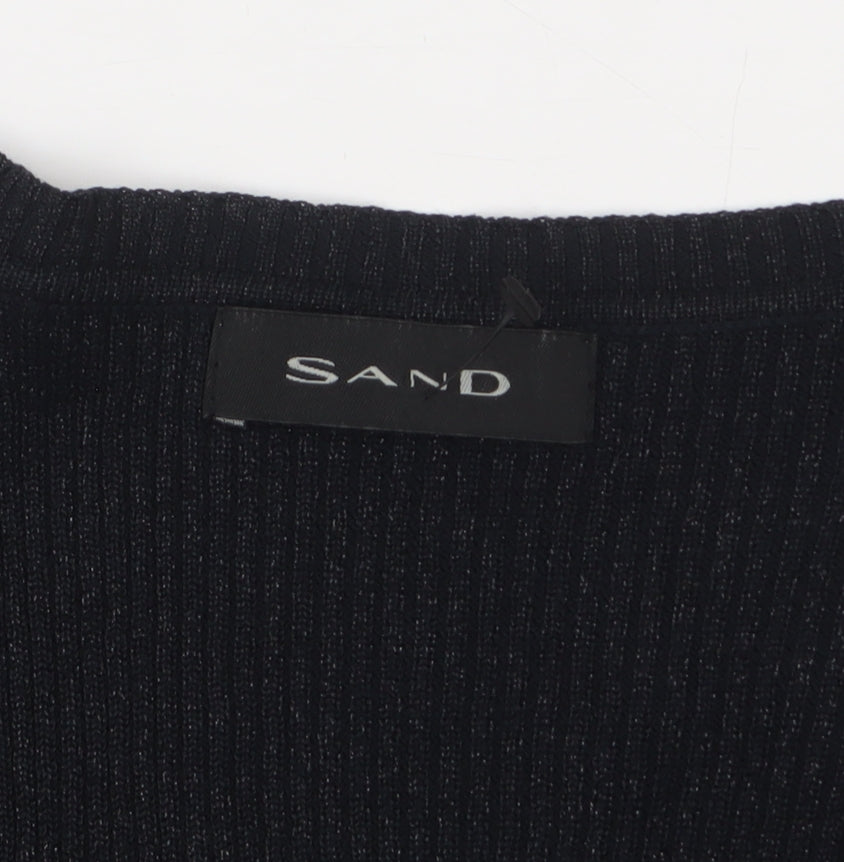 Sand Women's Black Silk Blend V-Neck Cardigan XL