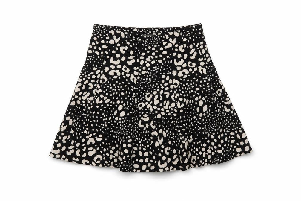 Oasis Women’s Black Animal Print A-Line Stretch Short Skirt M