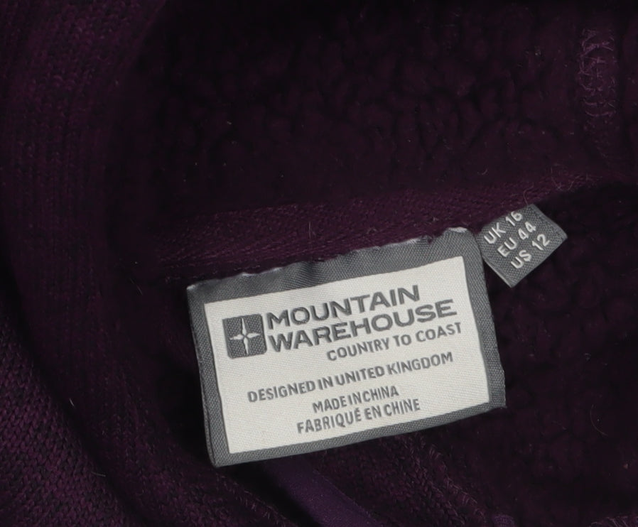 Mountain Warehouse Womens Purple Full Zip Hoodie UK 16 Fleece Lined
