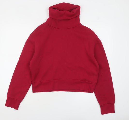 ZARA Womens Red Long Sleeve High Neck Pullover Sweatshirt Size S