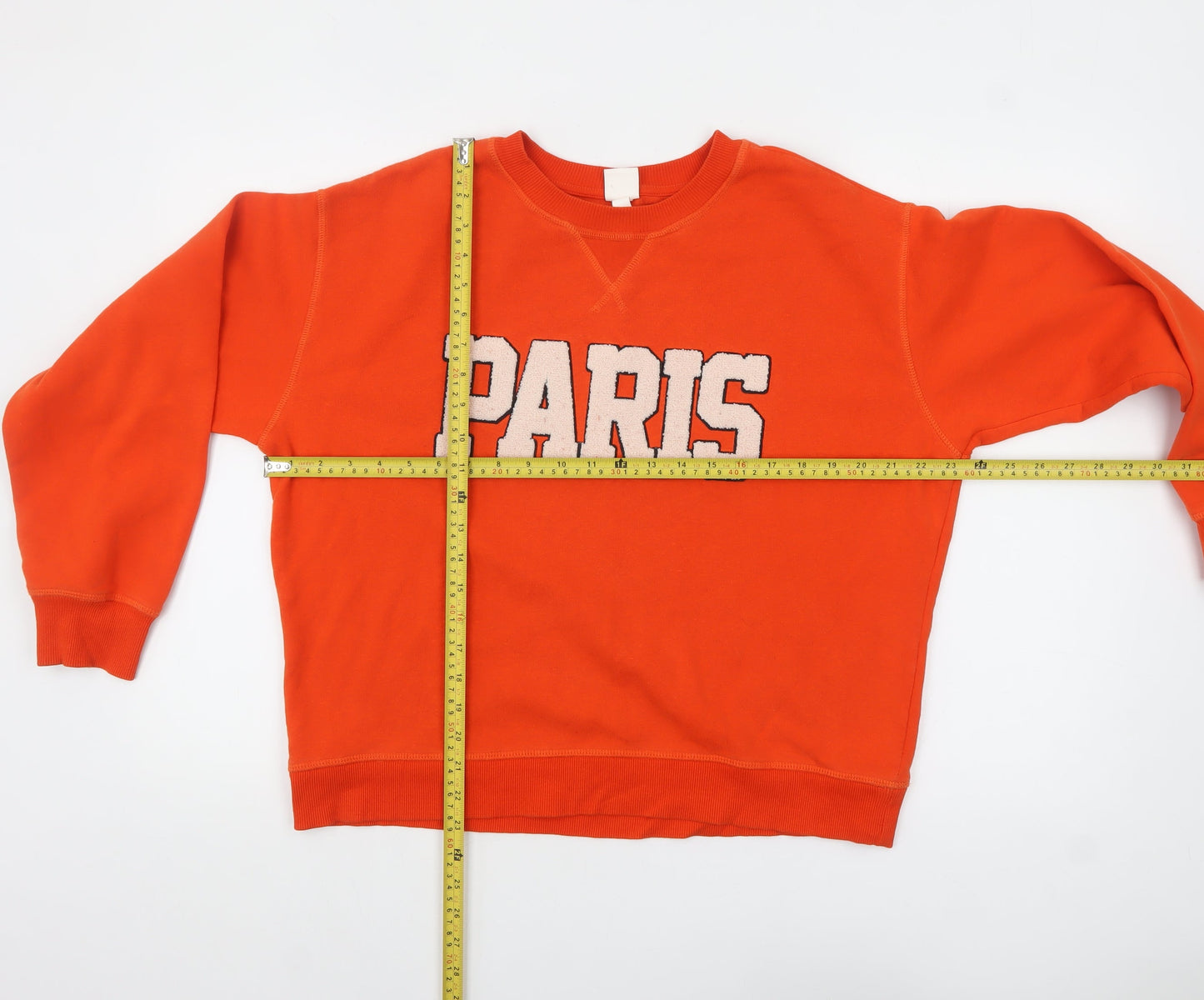 H&M Women Orange Paris Pullover Sweatshirt Size Small Casual