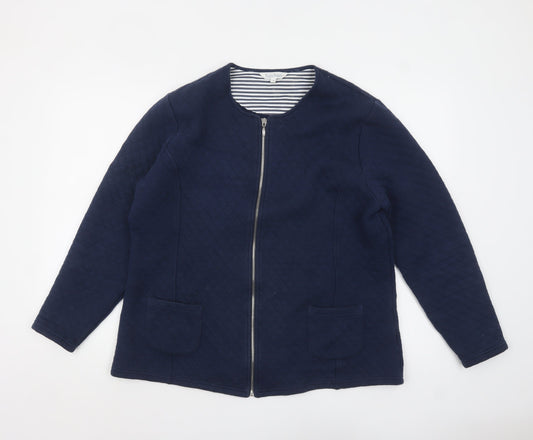 Tulchan Women's Blue Quilted Cotton Zip Jacket Size 18