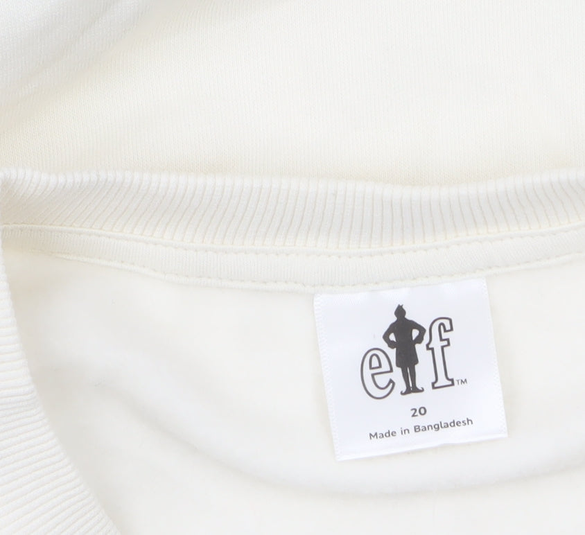 Marks and Spencer Women Ivory Elf Christmas Graphic Sweatshirt Size 20