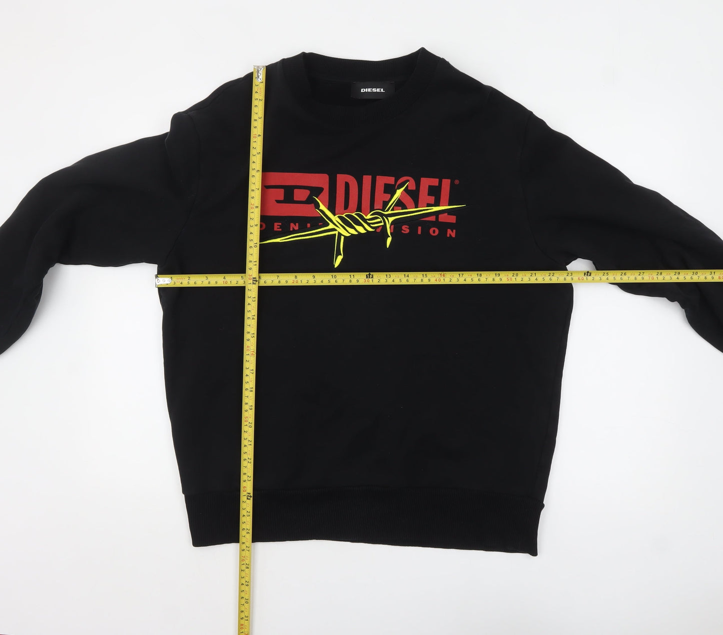 Diesel Men's Black Graphic Logo Pullover Sweatshirt Size M