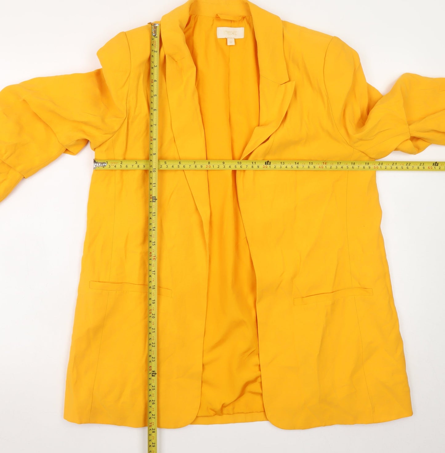 Next Women’s Yellow Blazer Jacket UK 12 Regular Lined Viscose Blend
