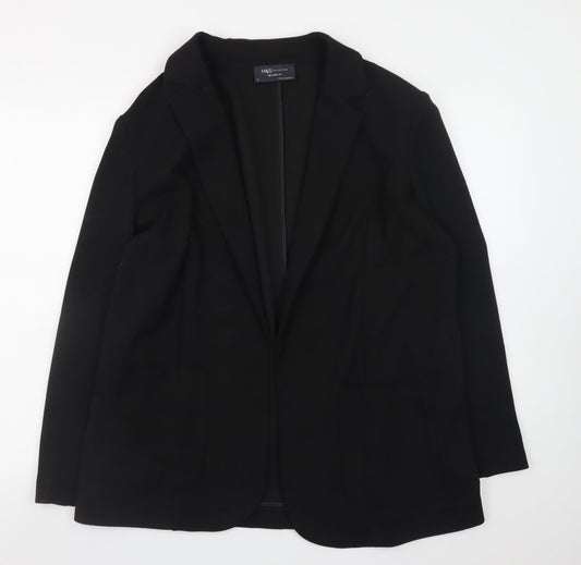 Marks and Spencer Womens Black Size 14 Regular Fit Blazer Jacket