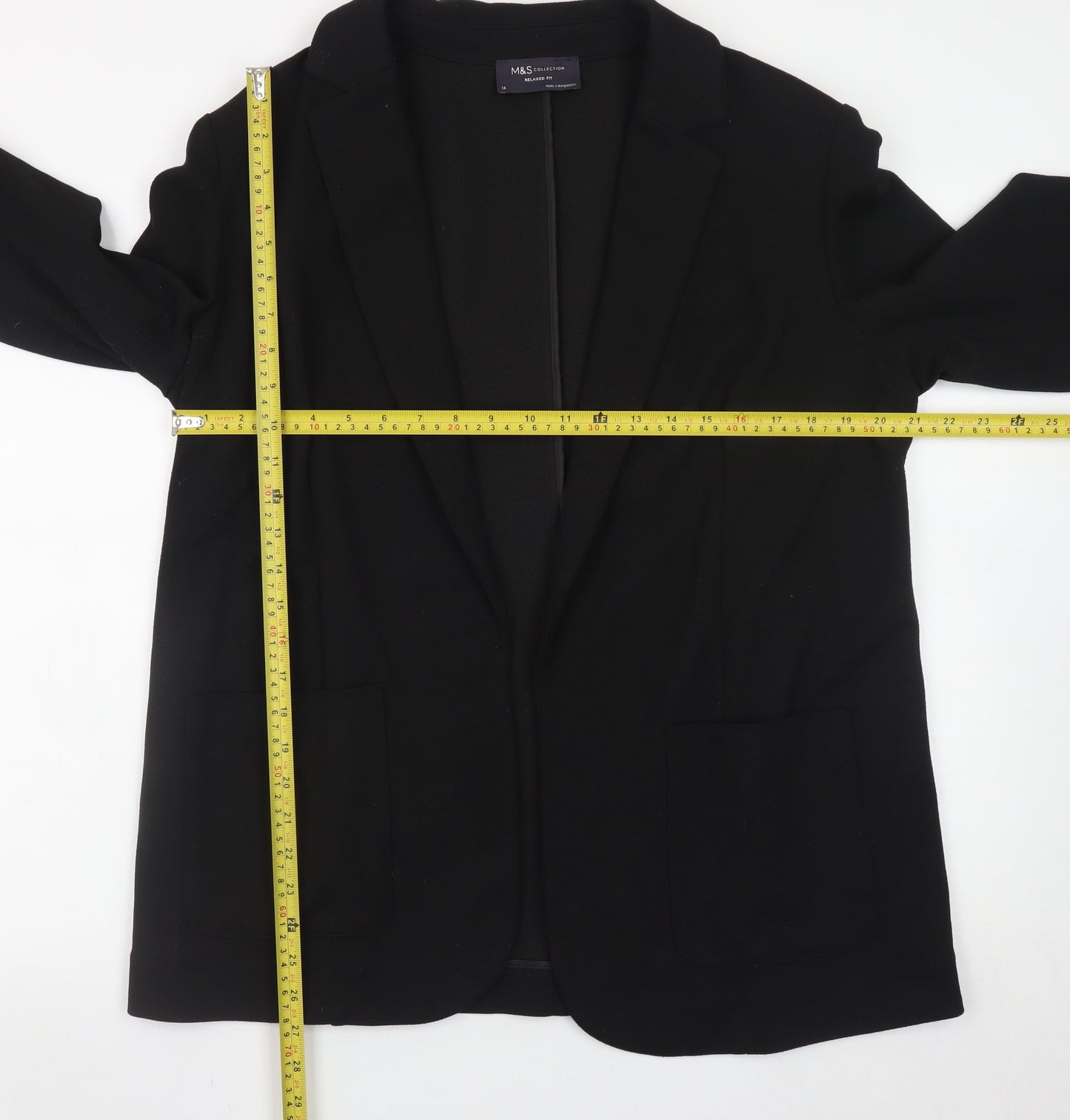 Marks and Spencer Womens Black Size 14 Regular Fit Blazer Jacket