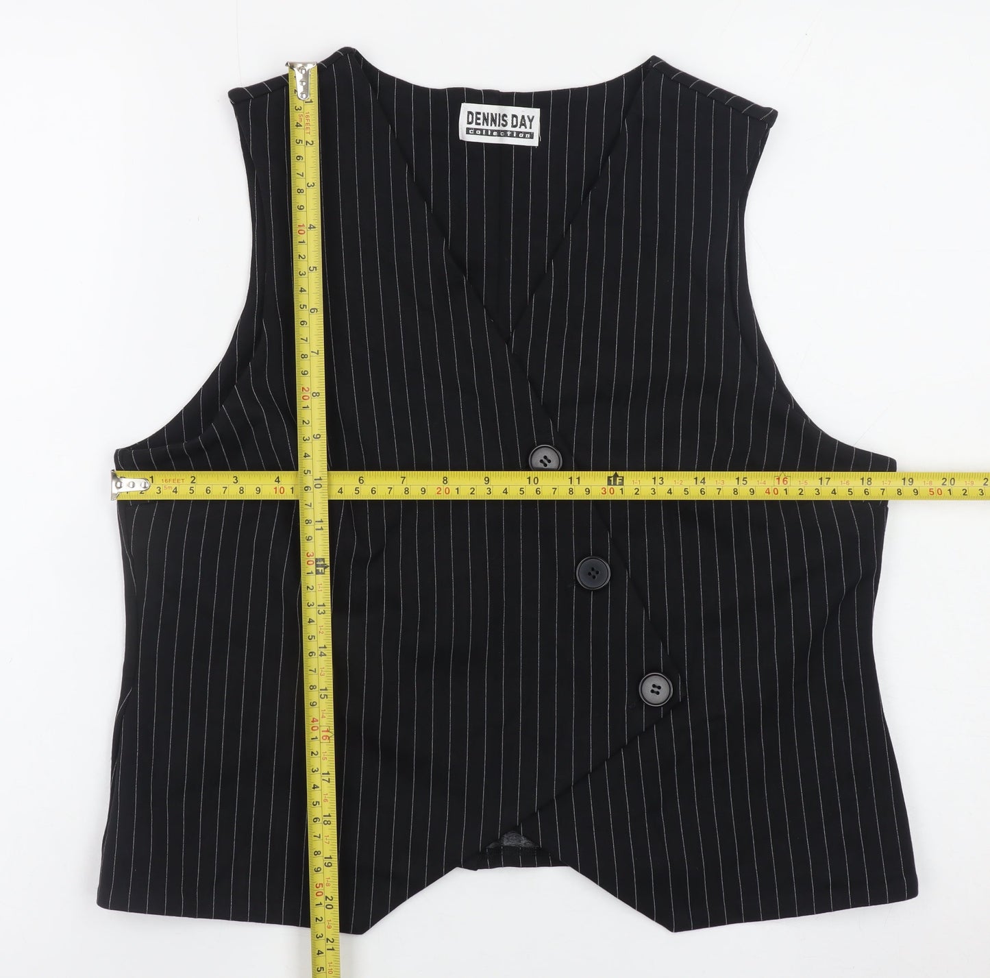 Dennis Day Collection Women's Black Pinstripe Sleeveless V-Neck Blouse Size 12