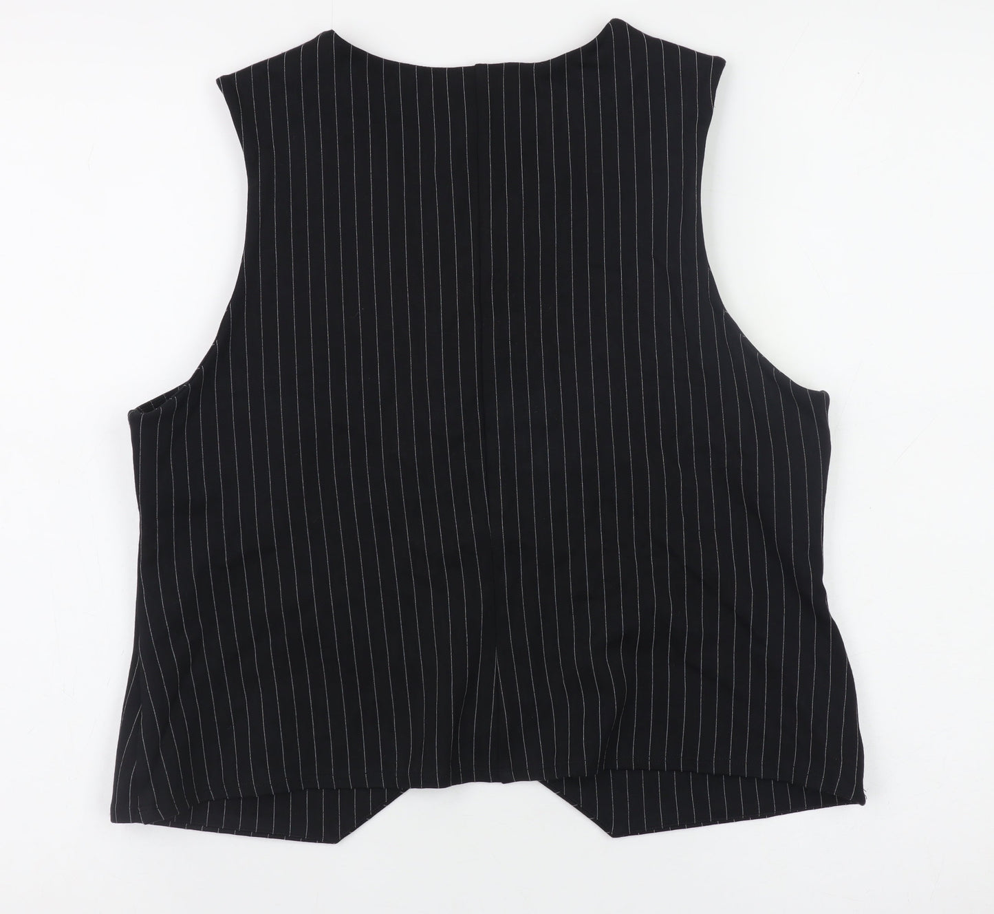 Dennis Day Collection Women's Black Pinstripe Sleeveless V-Neck Blouse Size 12