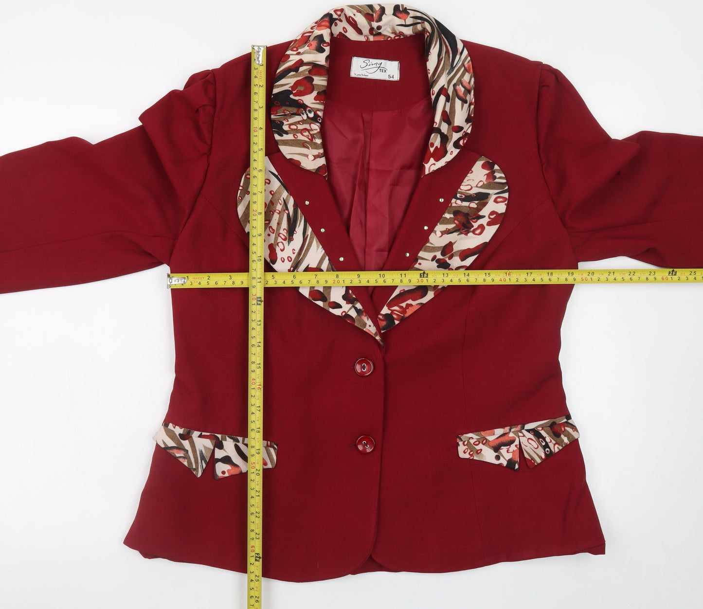 Siny Tex Women's Red Blazer Jacket Size 26 Formal Lined