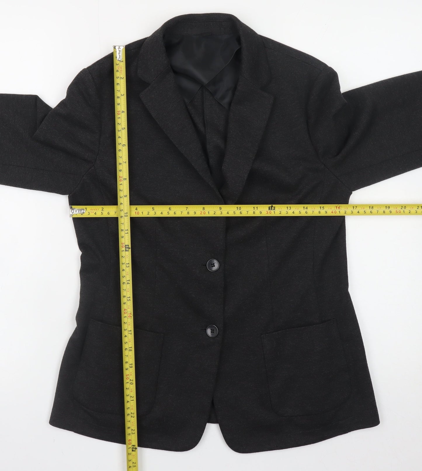 Uniqlo Women's Black L Blazer Jacket Polyester Blend Lined