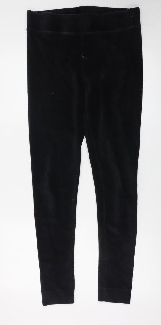 Marks and Spencer Women's Black Velvet Leggings Size 14 Long