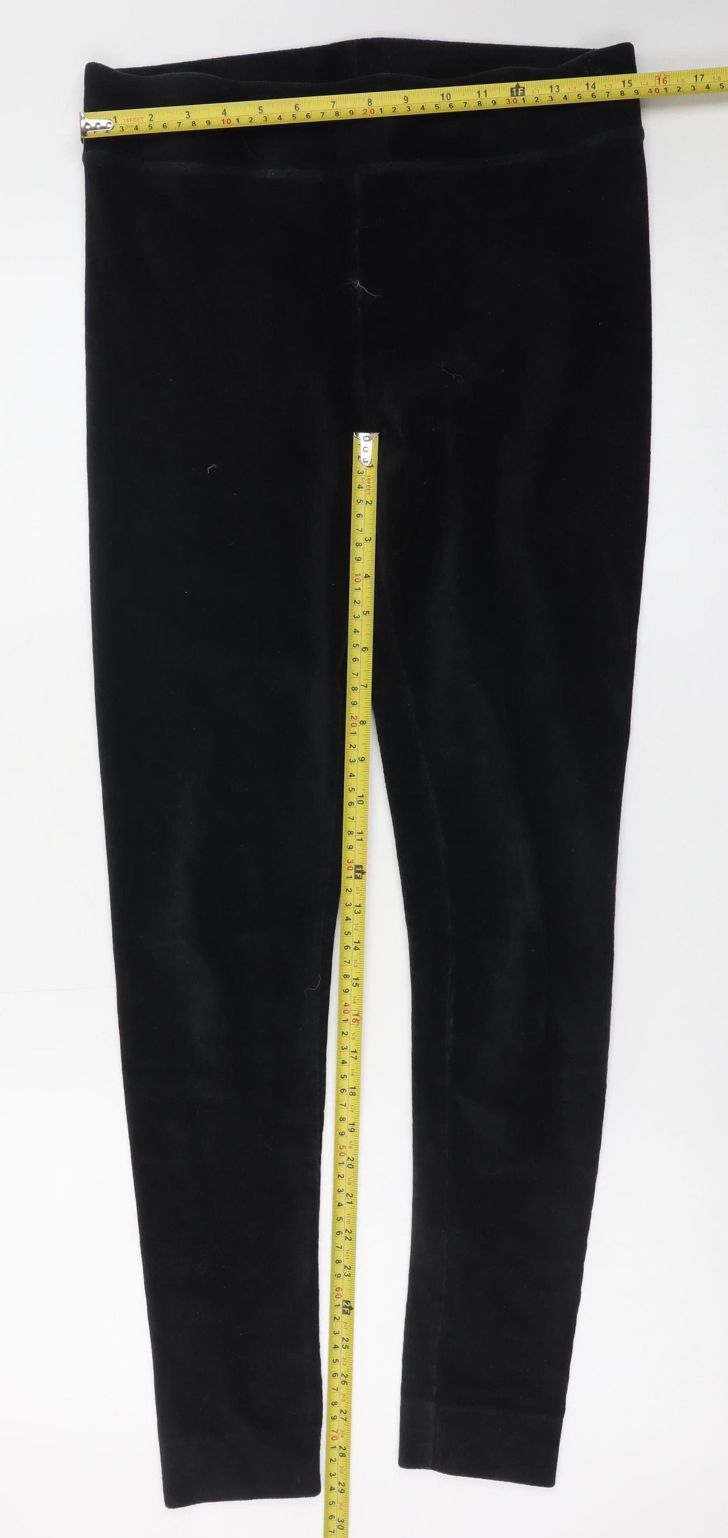 Marks and Spencer Women's Black Velvet Leggings Size 14 Long