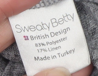 Sweaty Betty Women’s Grey Long Sleeve Relaxed Linen Blend T-Shirt Size S