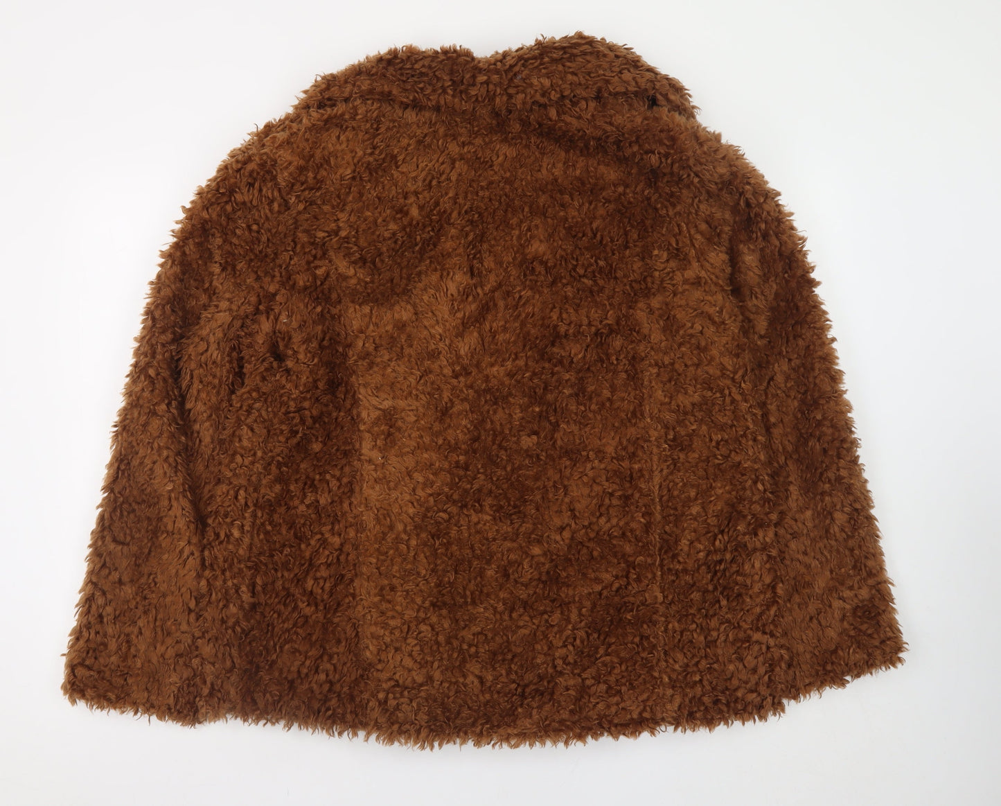 H&M Divided Women’s Brown Faux Fur Coat Size 12 Winter Overcoat