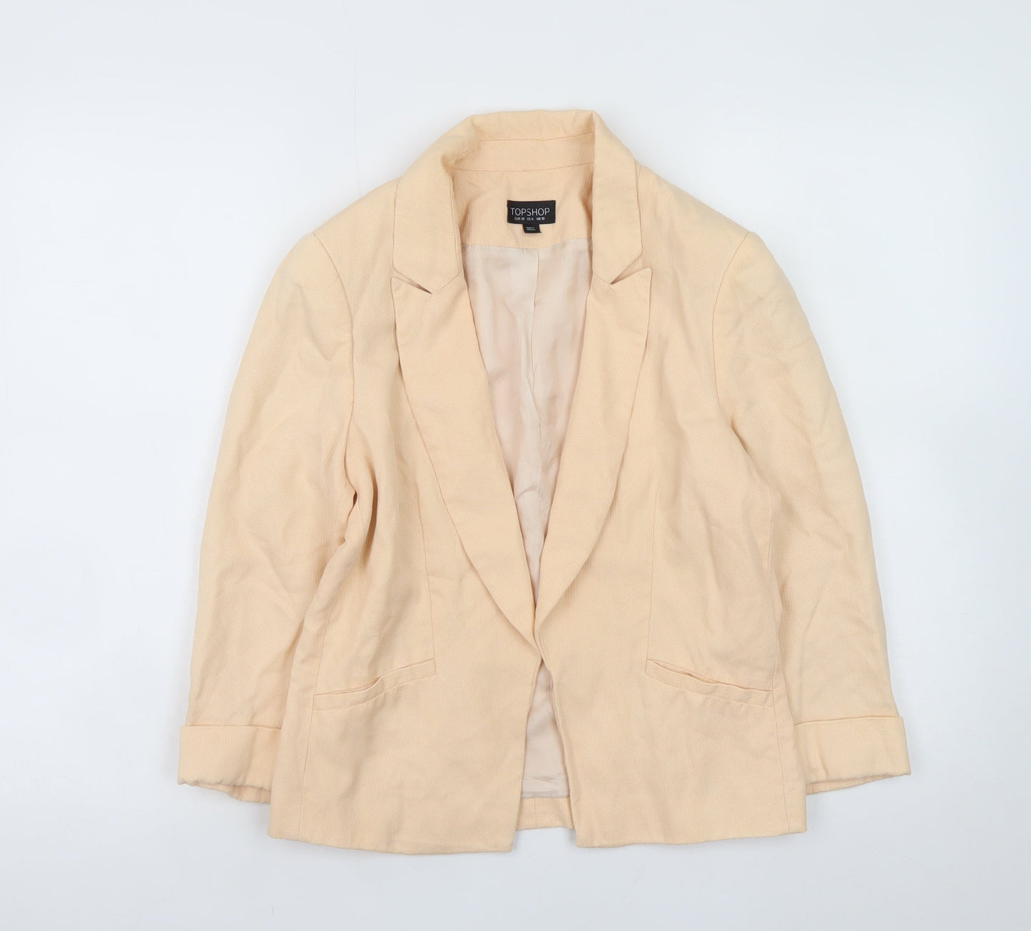 Topshop Women's Beige Lyocell Blazer UK 10 Regular Fit Workwear