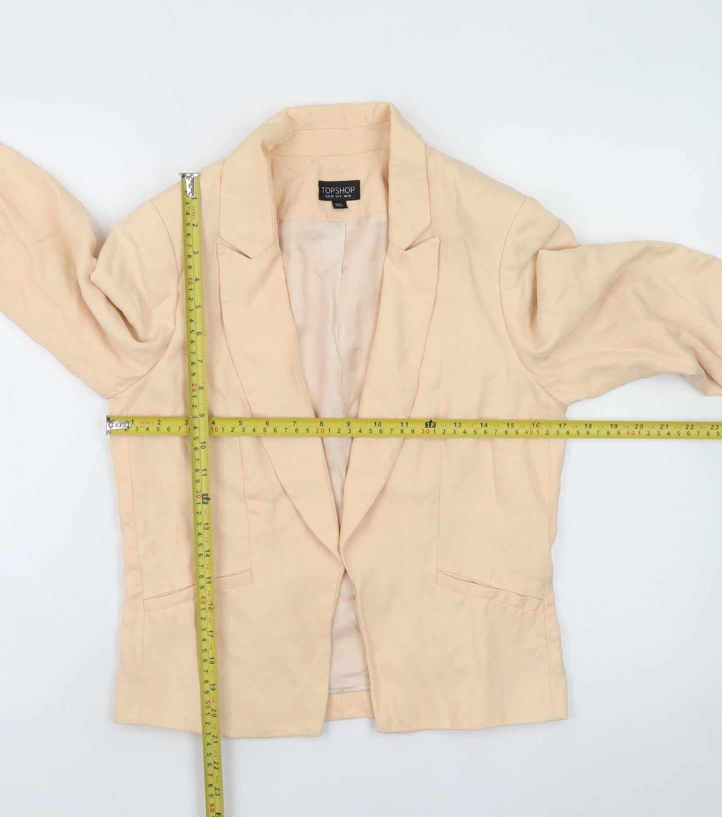 Topshop Women's Beige Lyocell Blazer UK 10 Regular Fit Workwear