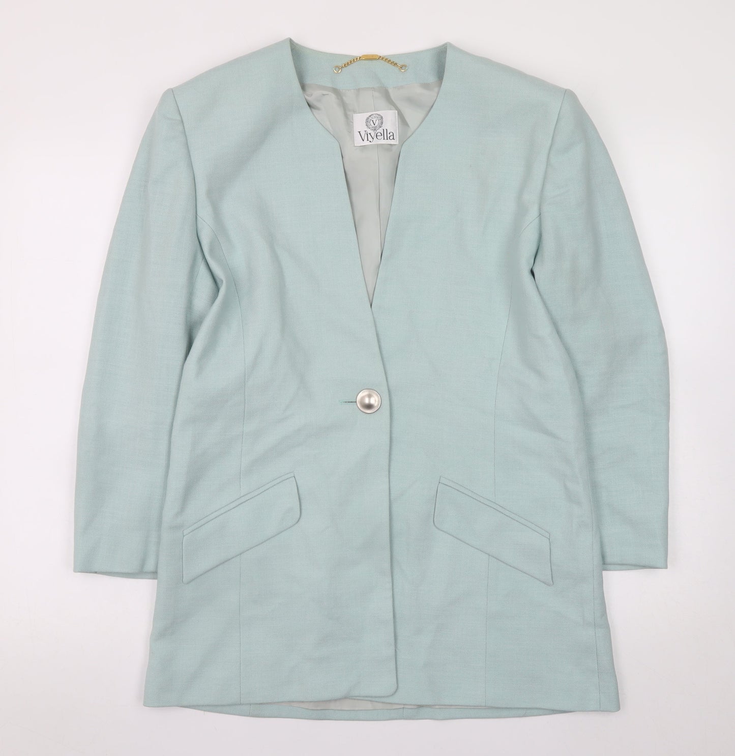 Viyella Women Green Size 12 Classic Long Sleeve Blazer Jacket